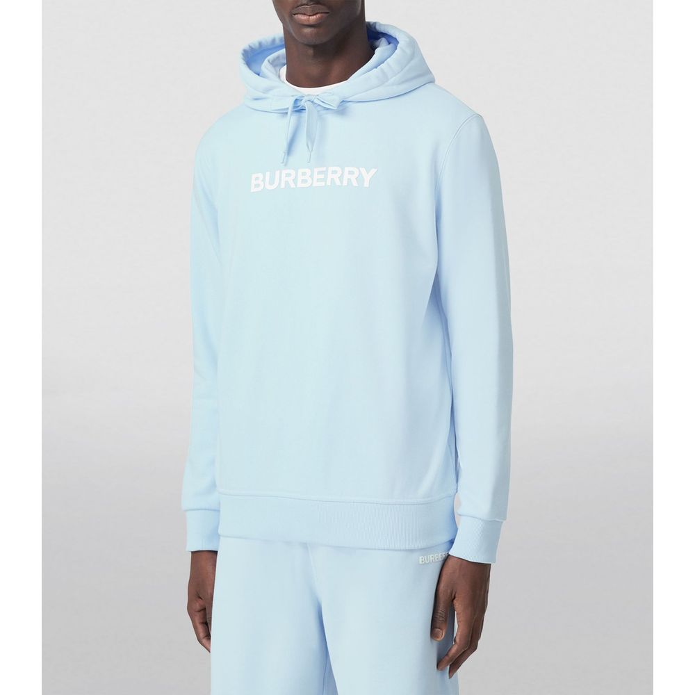 Burberry Elevated Light Blue Cotton Hoodie with Sleek Finish