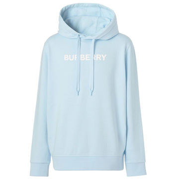 Burberry Elevated Light Blue Cotton Hoodie with Sleek Finish