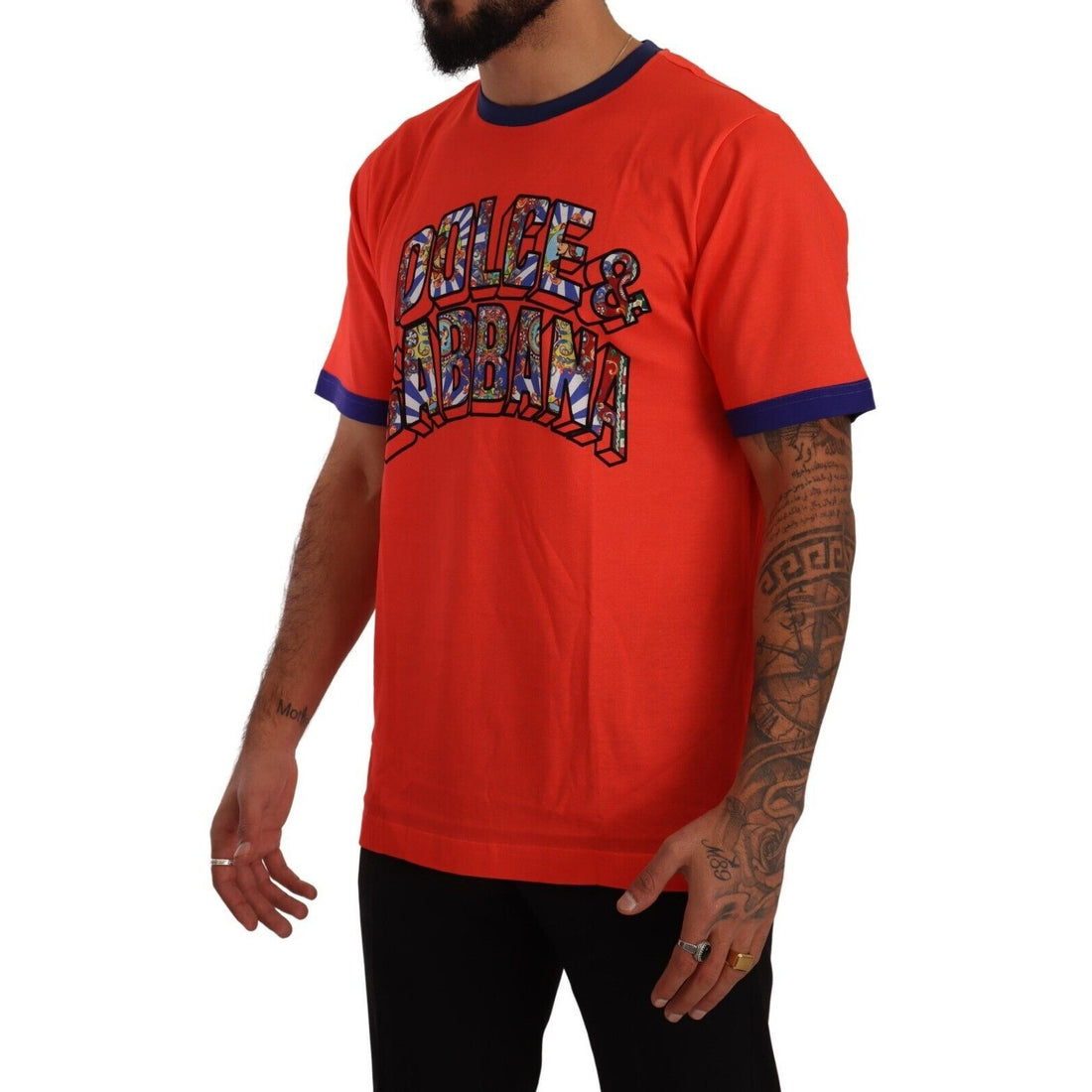 Dolce & Gabbana Elegant Orange Crew Neck Logo Tee