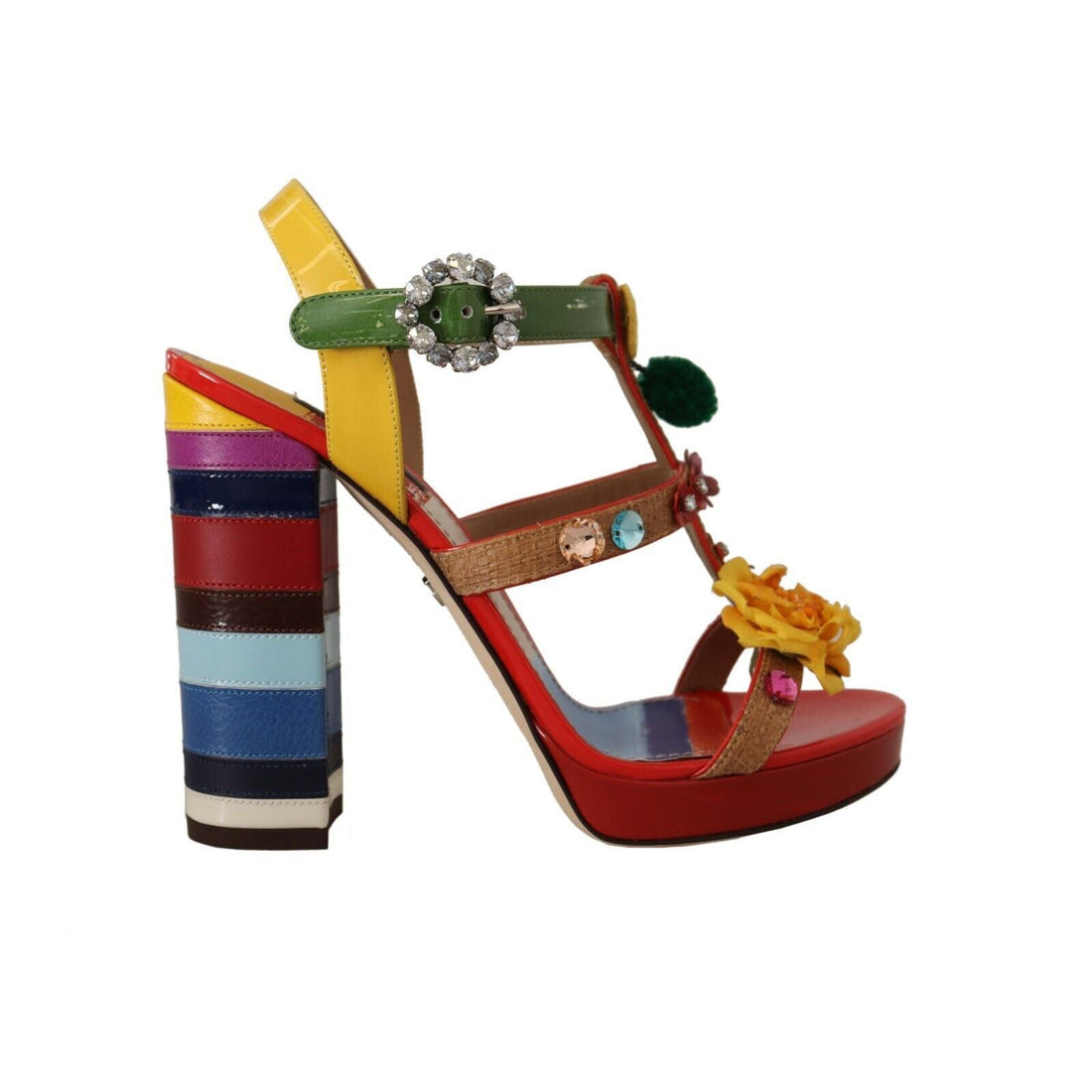 Dolce & Gabbana Multicolor Floral Ankle Strap Heels