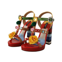 Dolce & Gabbana Multicolor Floral Ankle Strap Heels