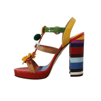 Dolce & Gabbana Multicolor Floral Ankle Strap Heels