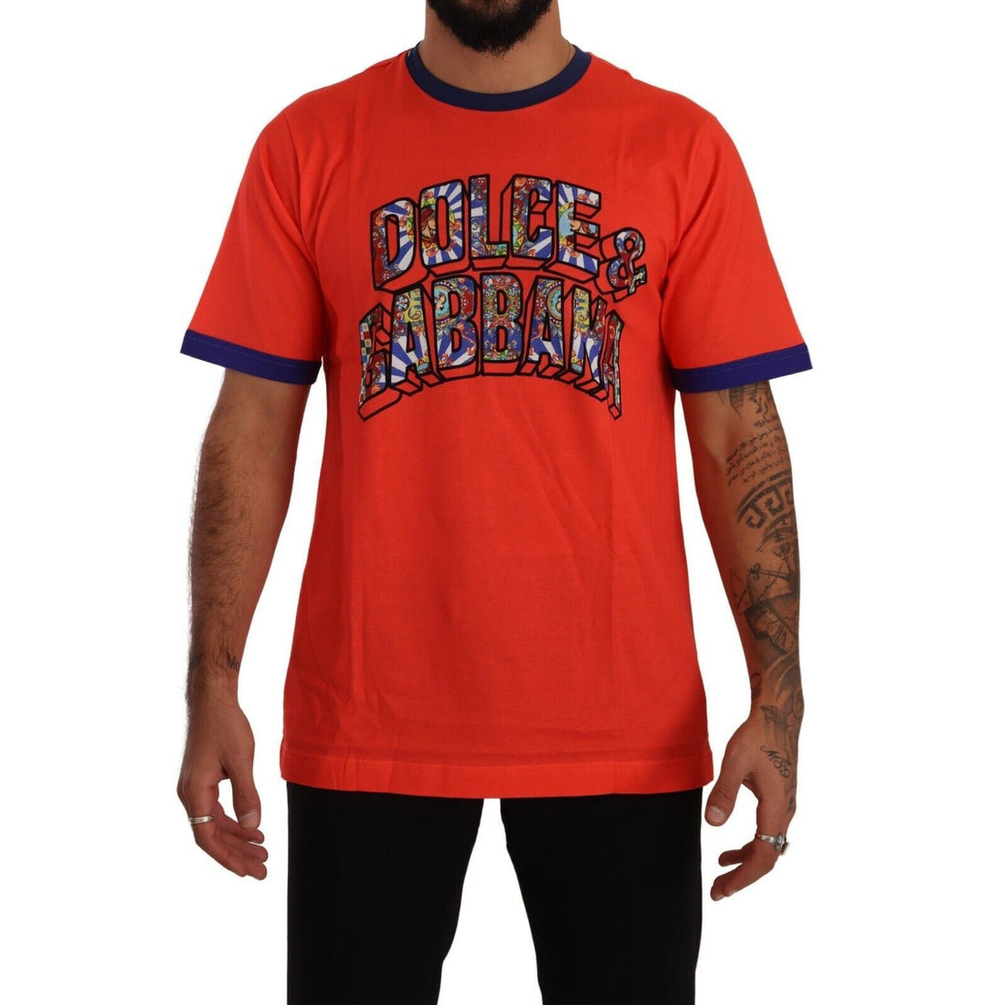 Dolce & Gabbana Elegant Orange Crew Neck Logo Tee