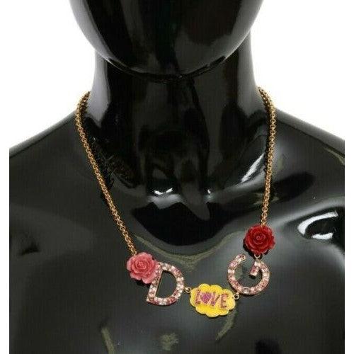 Dolce & Gabbana Gold Crystal Charm Statement Necklace