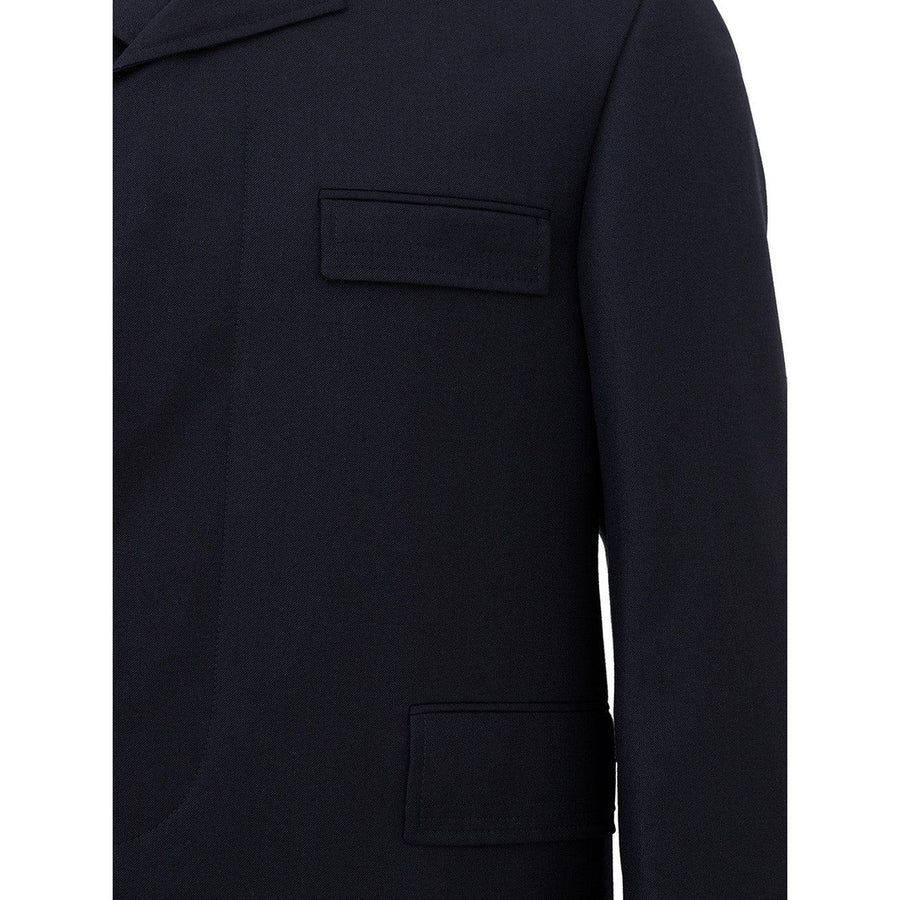 Thom Browne Elegant Grey Wool Chesterfield Overcoat