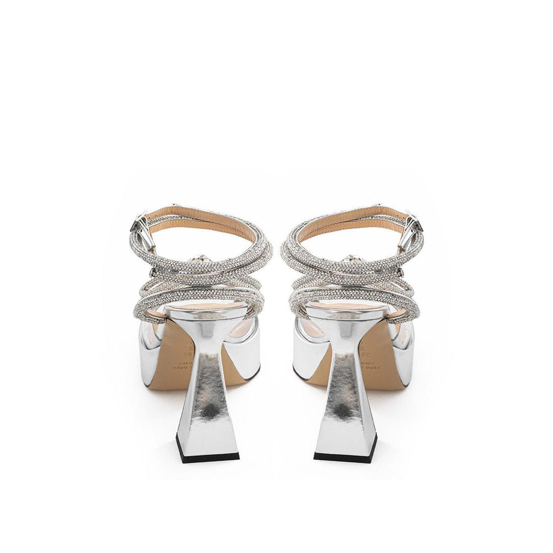 MACH & MACH Elegant Silver Double Bow Platform Sandals