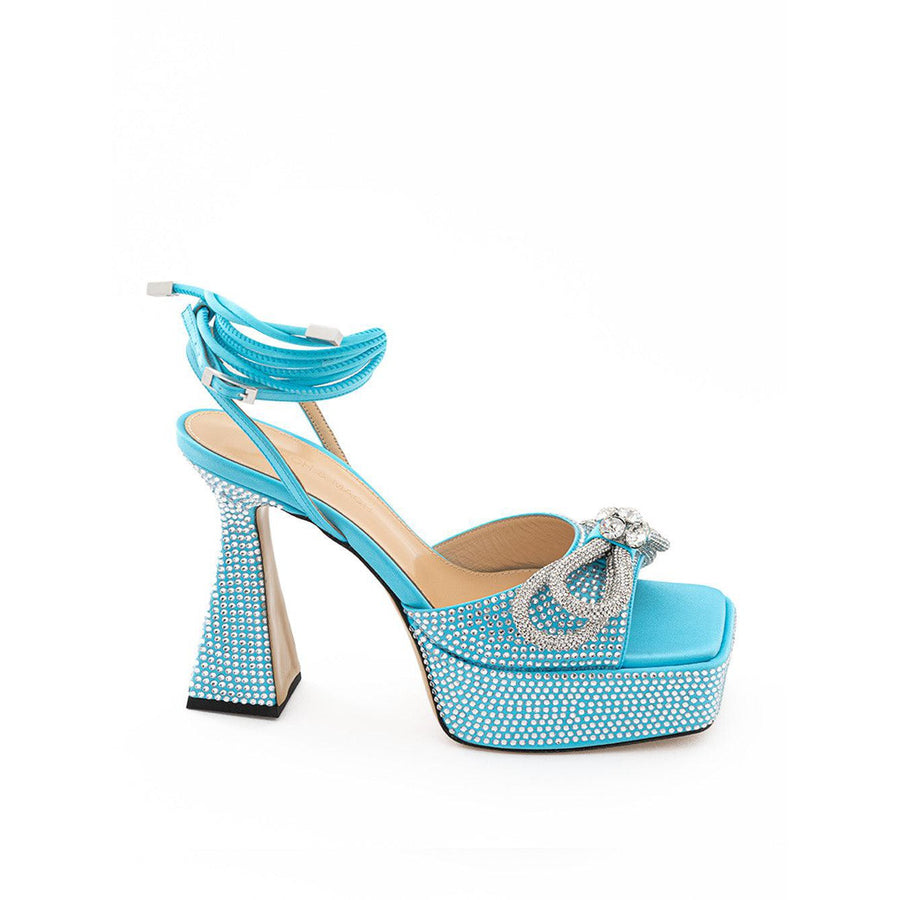 MACH & MACH Elegant Light Blue Crystal Bow Sandals