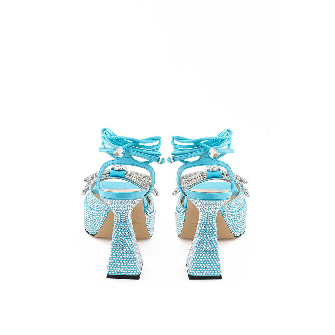 MACH & MACH Elegant Light Blue Crystal Bow Sandals