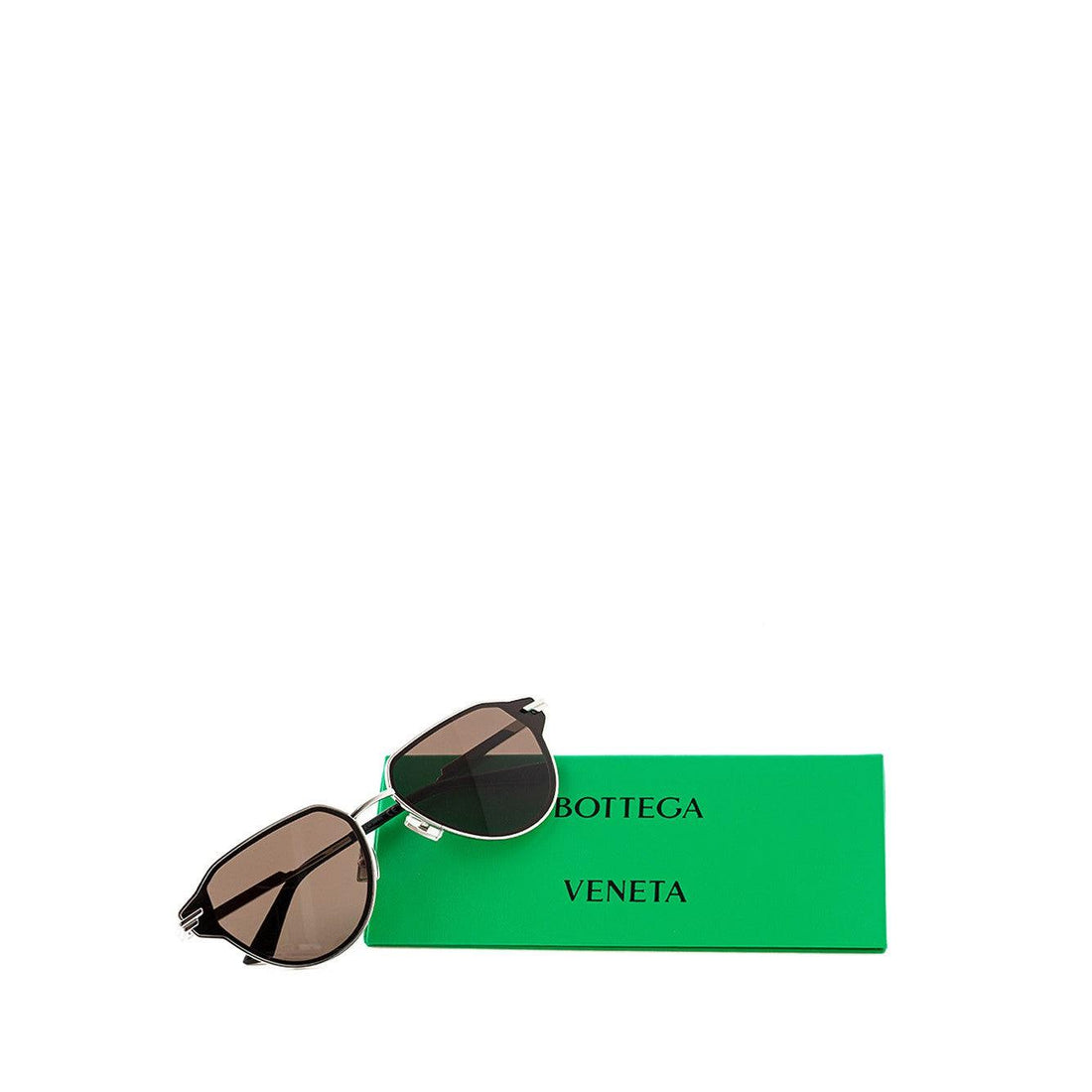 Bottega Veneta Elegant Silver Metal Sunglasses