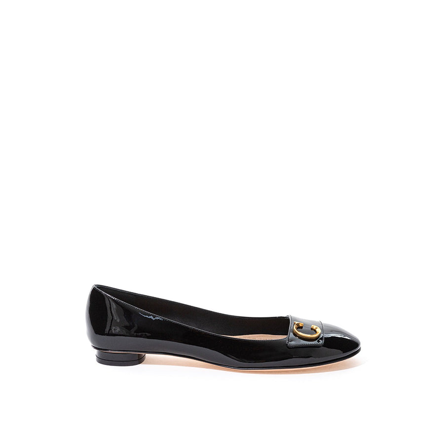 Dior Elegant Black Patent Leather Ballerina Flats