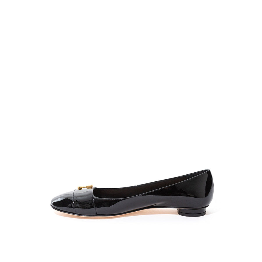 Dior Elegant Black Patent Leather Ballerina Flats