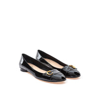 Dior Elegant Black Patent Leather Ballerina Flats