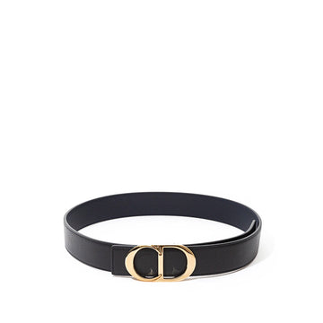 Dior Elegant Black Leather Belt with Golden Buckle