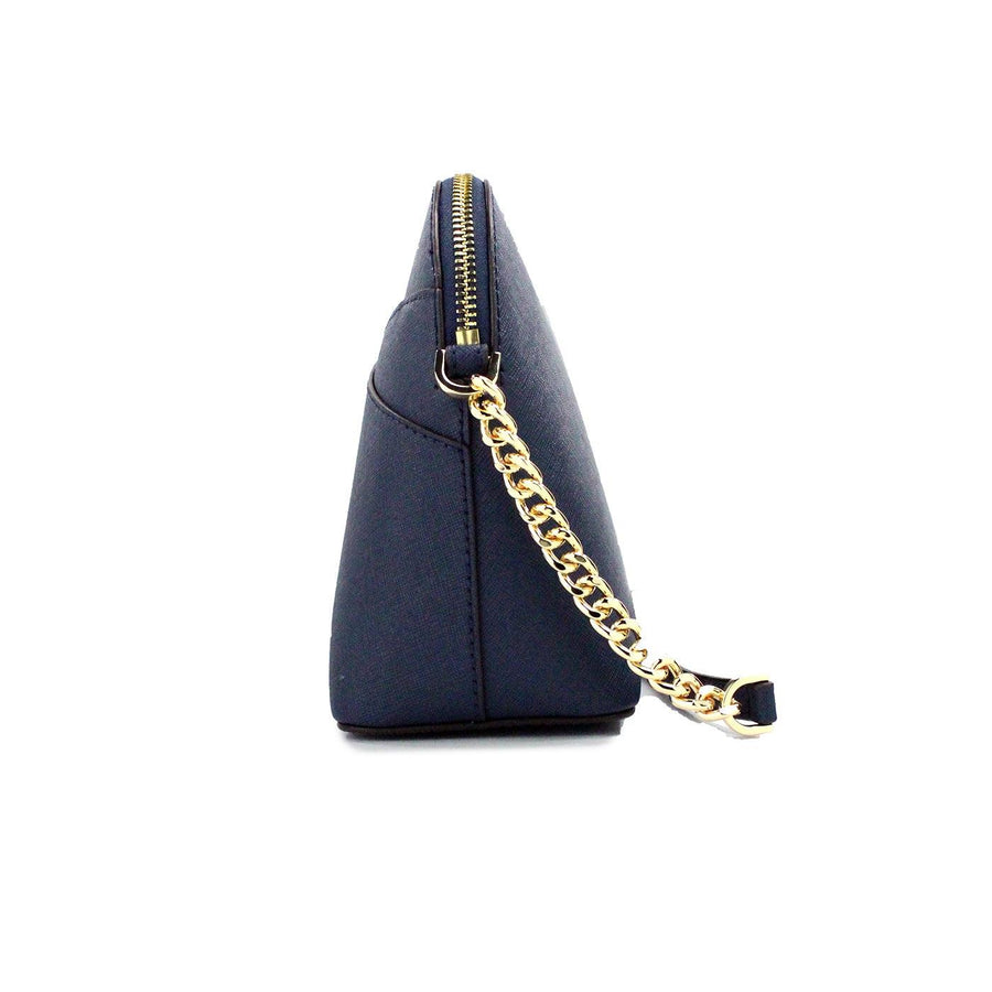 Michael Kors Jet Set Navy Medium X Dome Leather Crossbody Bag Purse