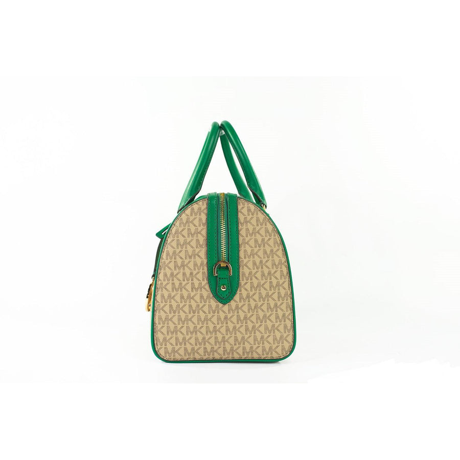 Michael Kors Travel Medium Palmetto Green Signature Duffle Crossbody Bag Purse