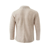 Lardini Elegant Beige Linen Cardigan Blazer with Suede Detail