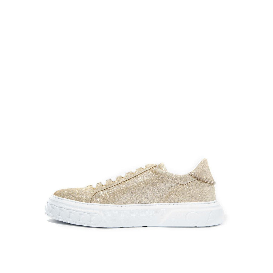 Casadei Off Road Gold Glitter Platform Sneakers