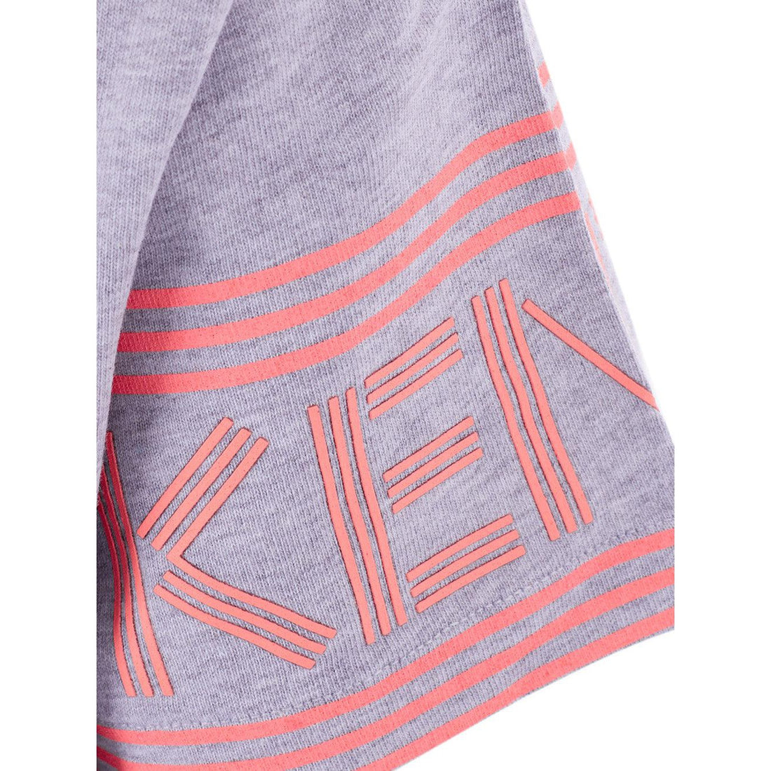 Kenzo Chic Grey Cotton Tee with Neon Pink Accents