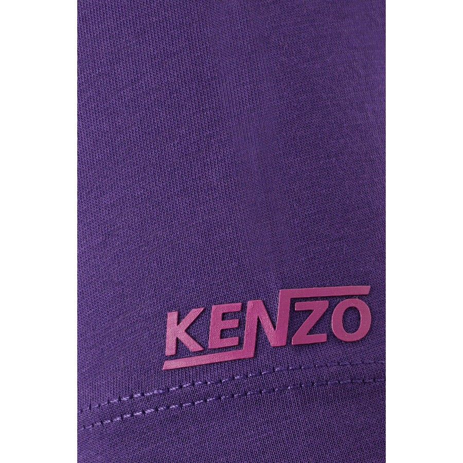 Kenzo Chic White Cotton T-Shirt with Purple Accents