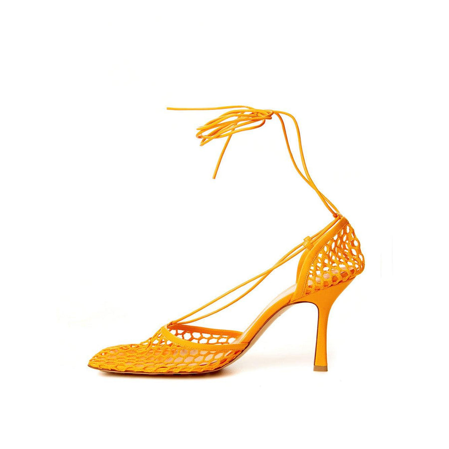 Bottega Veneta Elegant Orange Leather-Trimmed Pumps