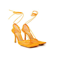 Bottega Veneta Elegant Orange Leather-Trimmed Pumps