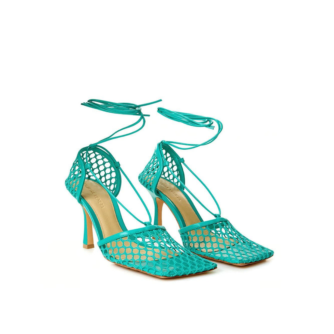 Bottega Veneta Elegant Green Stretch Leather-Trimmed Pumps