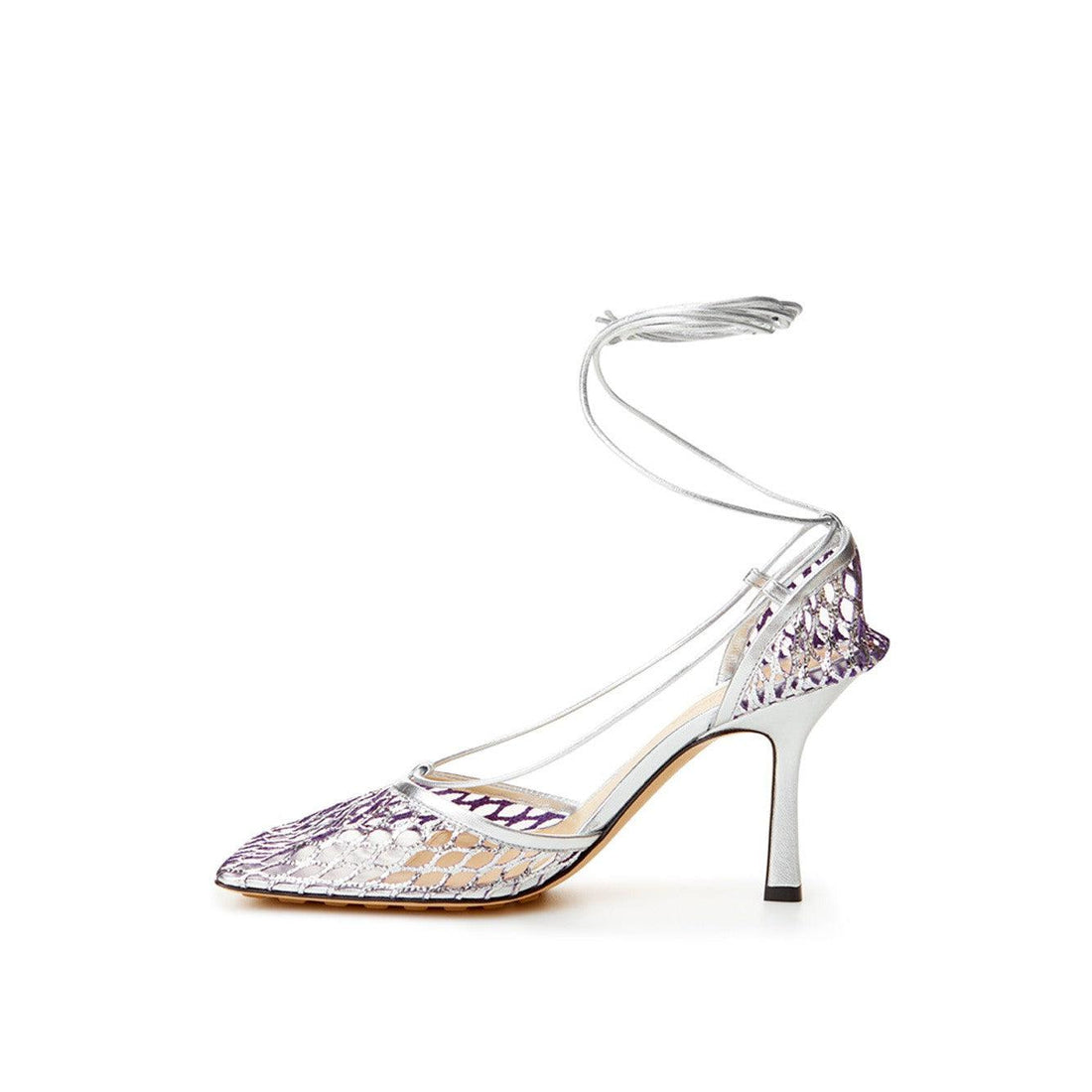 Bottega Veneta Elegant Silver Stretch Leather Pumps