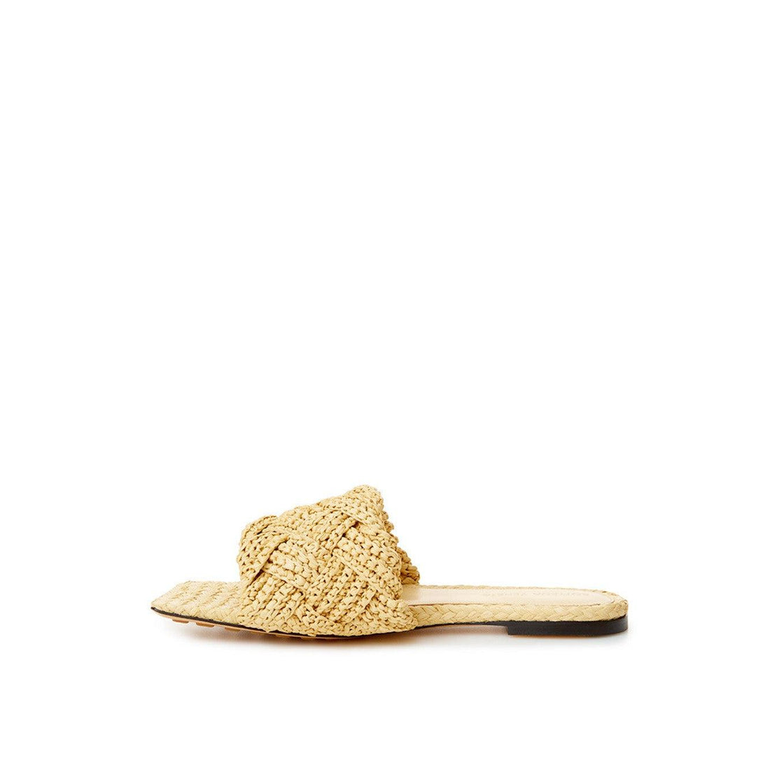 Bottega Veneta Beige Raffia Mule with Maxi Intreccio Detail