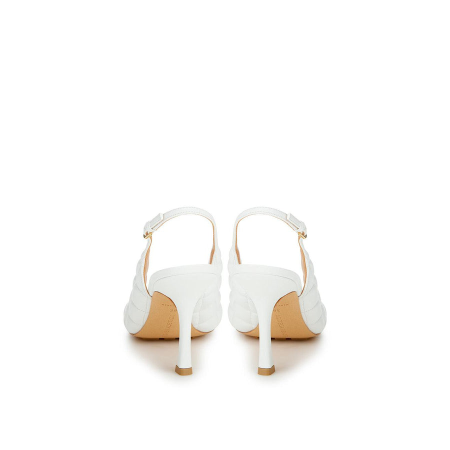 Bottega Veneta Elegant White Nappa Matelassé Slingback Décolleté