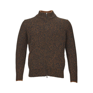 Gran Sasso Brown Wool Mock Sweater with Zip