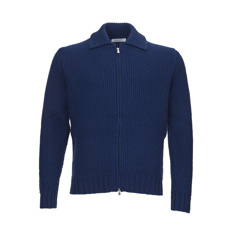 Gran Sasso Elegant Wool Blu Zip Sweater