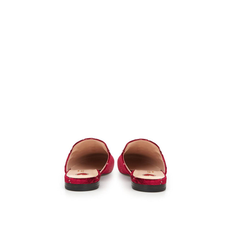 Gucci Elegant Red Velvet Slip-On Flats