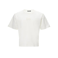 Dolce & Gabbana Elegant White Cotton Tee with 3D Logo