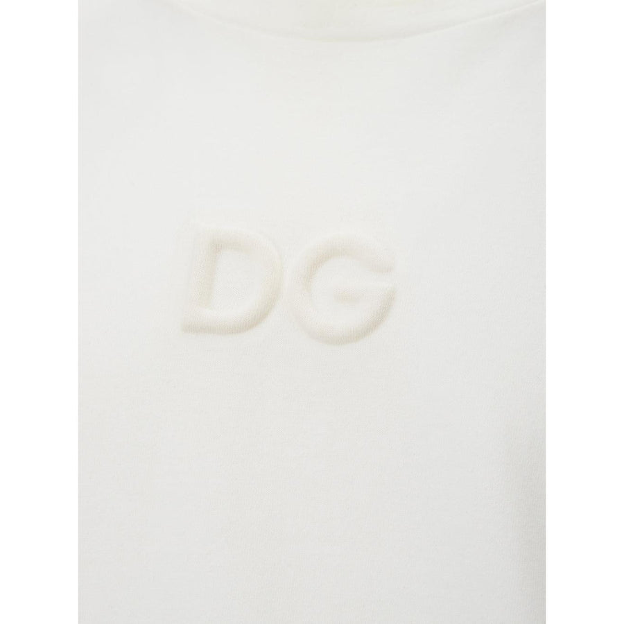 Dolce & Gabbana Elegant White Cotton Tee with 3D Logo