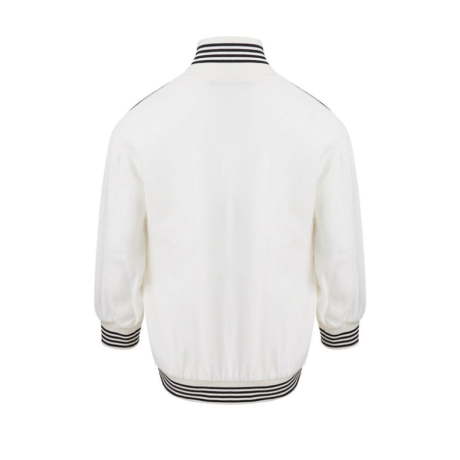 Dolce & Gabbana Elegant White Embroidered Zip Sweatshirt