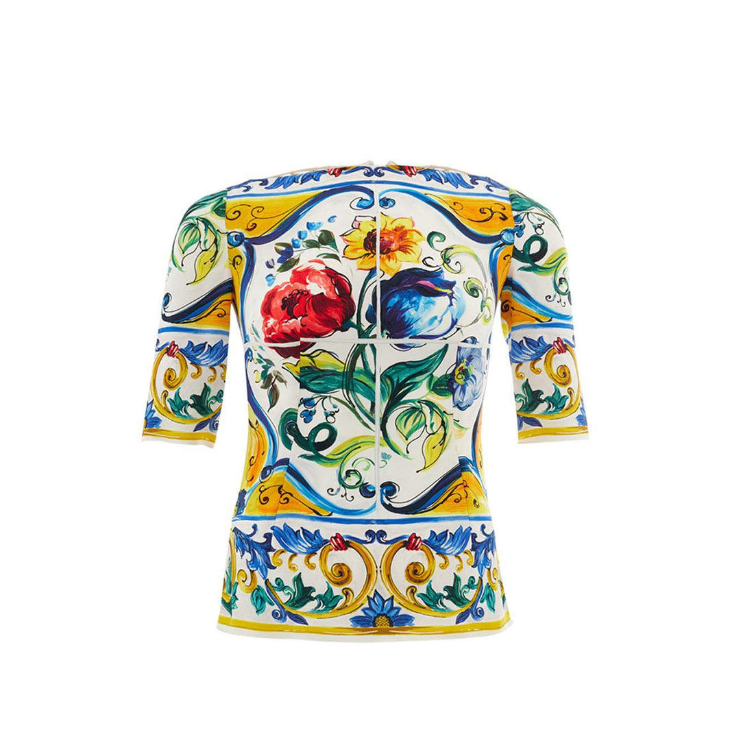 Dolce & Gabbana Elegant Maiolica Print Silk Top