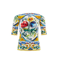 Dolce & Gabbana Elegant Maiolica Print Silk Top