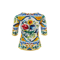 Dolce & Gabbana Elegant Maiolica Print Silk Top