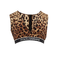 Dolce & Gabbana Elegant Leopard Print Silk Cropped Top