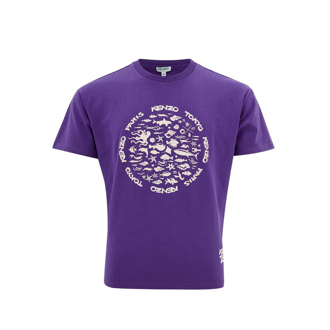 Kenzo Chic Purple Cotton Tee with Signature Print