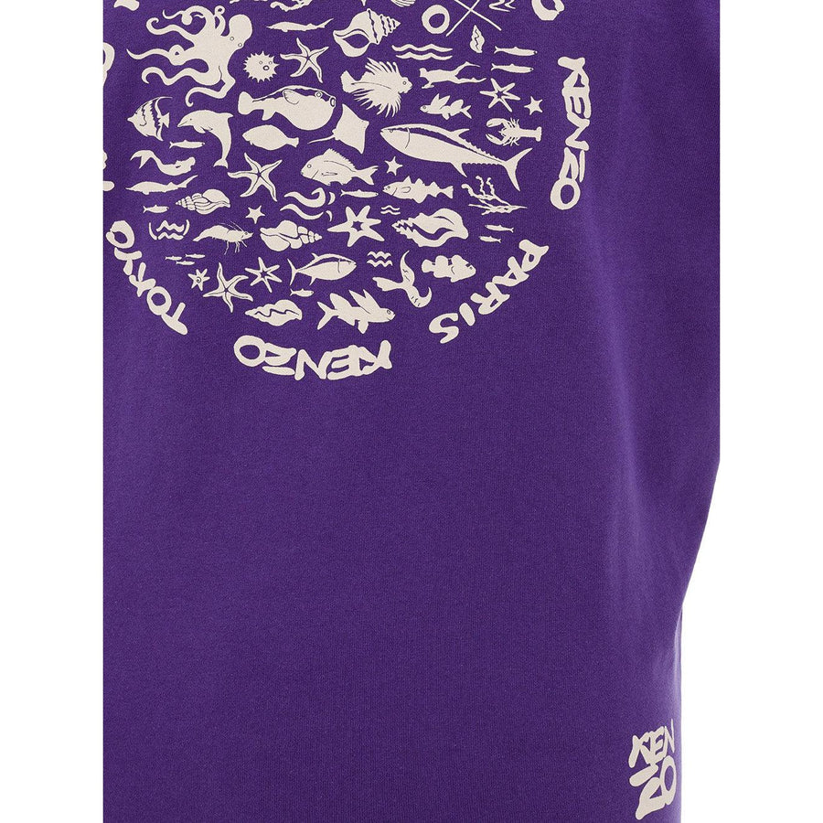 Kenzo Chic Purple Cotton Tee with Signature Print