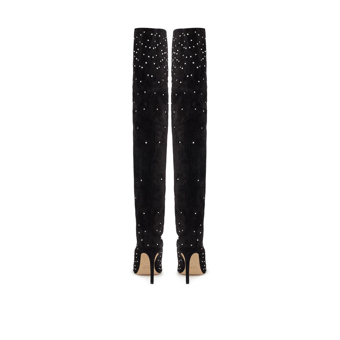 Paris Texas Crystal-Embellished Suede Thigh-High Boots