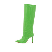 Paris Texas Chic Neon Green Patent Leather Knee Boots