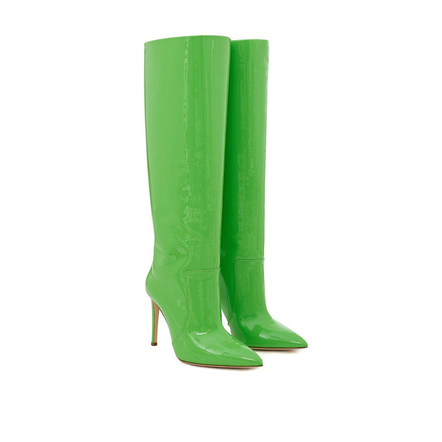 Paris Texas Chic Neon Green Patent Leather Knee Boots