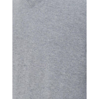 Colombo Elegant Grey Cashmere V-Neck Sweater