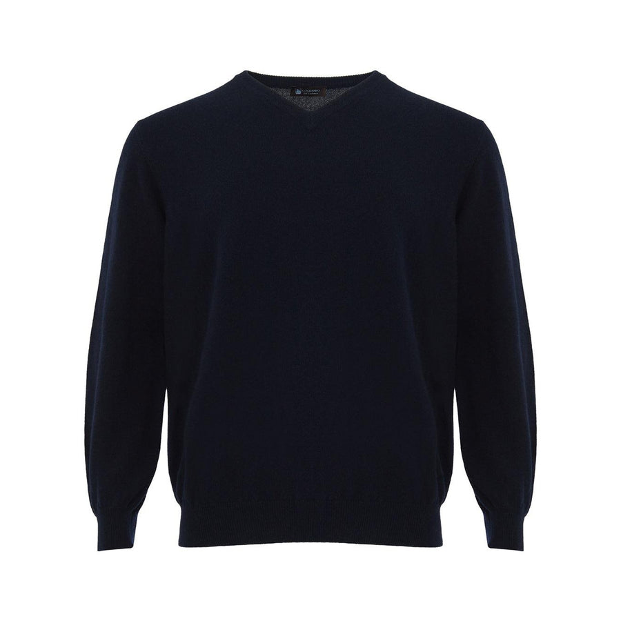 Colombo Navy Blue V-Neck Cashmere Sweater