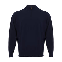 Colombo Elegant Blue Cashmere Sweater with Half Zip
