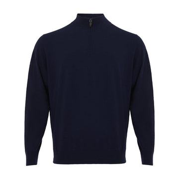 Colombo Blue Mock Cashmere Sweater with Half Zip