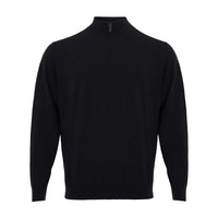 Colombo Elegant Black Cashmere Sweater with Zip Detail