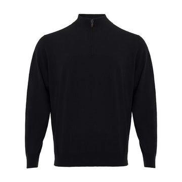Colombo Black Mock Cashmere Sweater with Half Zip